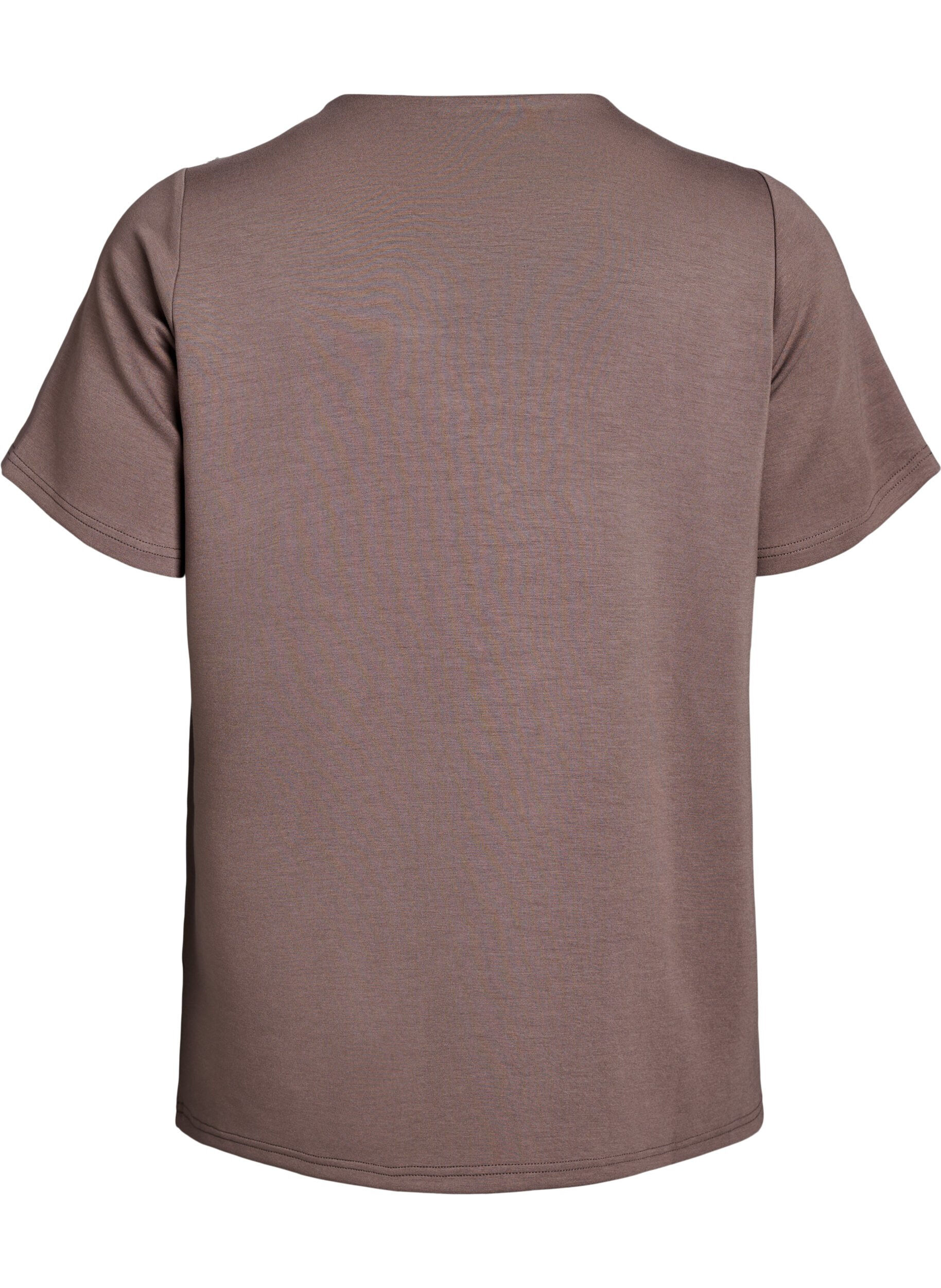 ZizziBlouse met korte mouwen en knoopdetail, Bruin, Packshot image number 1