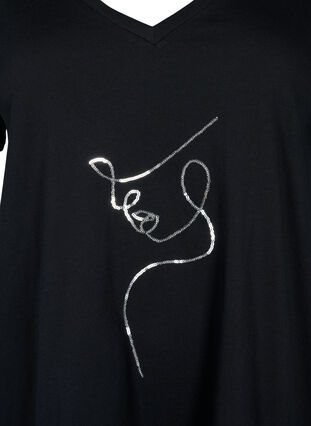 T-shirt à paillettes en coton, Black W. Face, Packshot image number 2