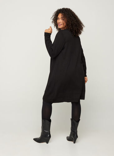 Robe en tricot manches longues trapèze, Black, Model image number 1