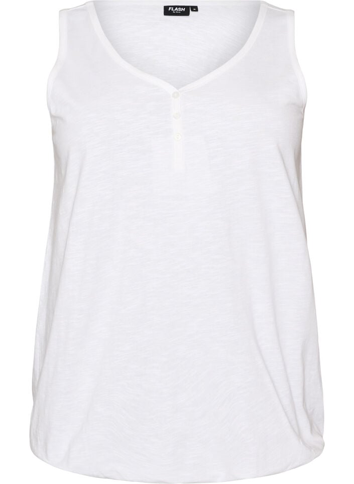 D&eacute;bardeur en coton bio avec col en V et boutons, Blanc, Packshot image number 0