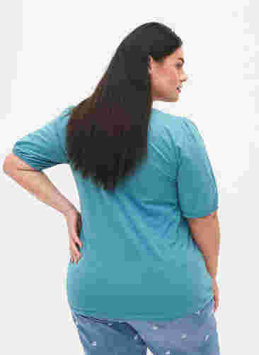 Katoenen t-shirt met 2/4 mouwen, Brittany Blue, Model image number 1