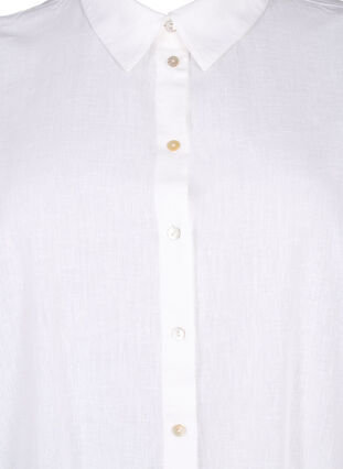 Lang shirt van katoenmix met linnen, Bright White, Packshot image number 2