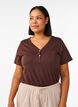 T-shirt dot&eacute; de boutons, Marron, Model image number 0