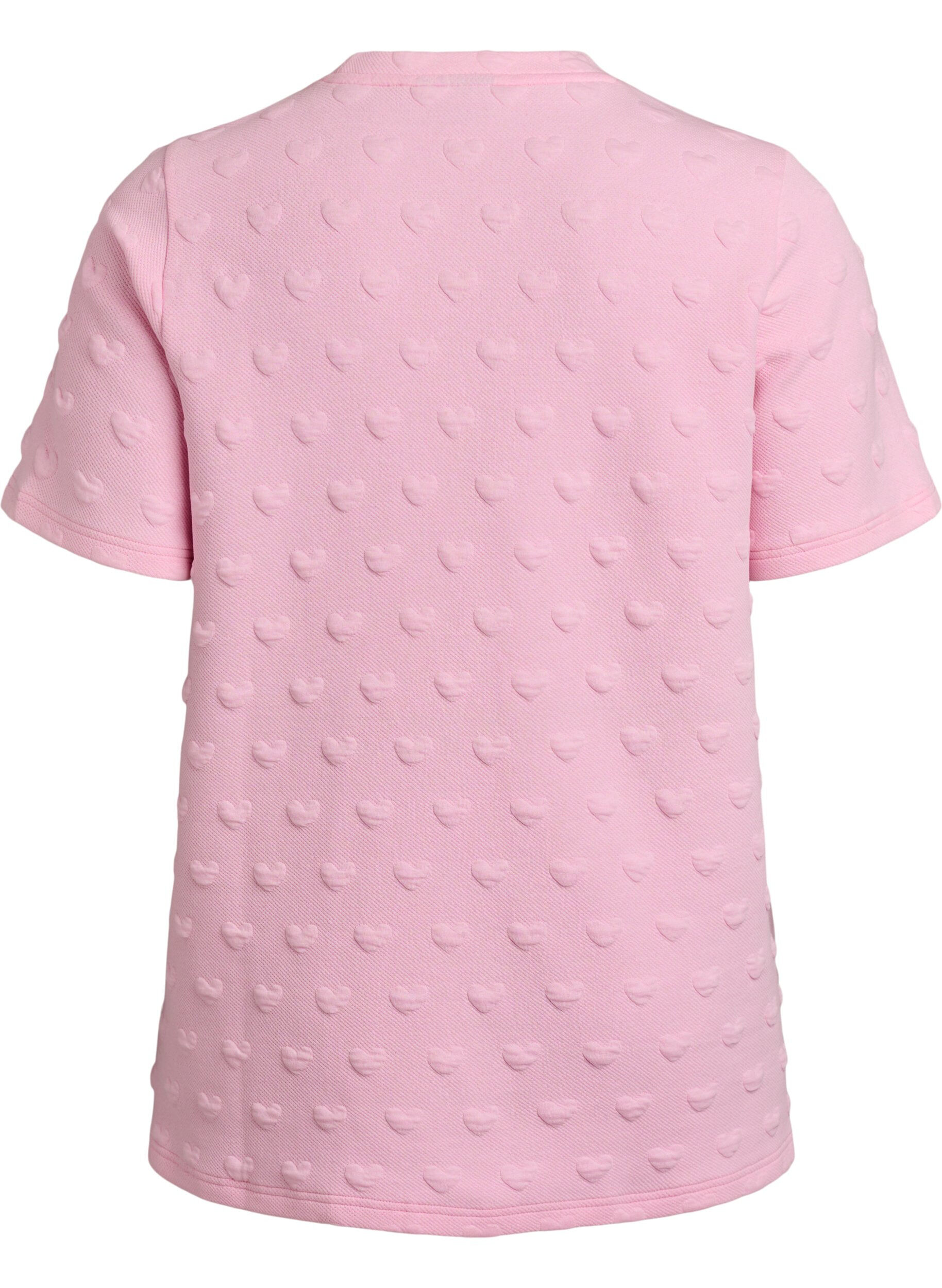 ZizziT-shirt van embossen katoenen jersey, Roze, Packshot image number 1