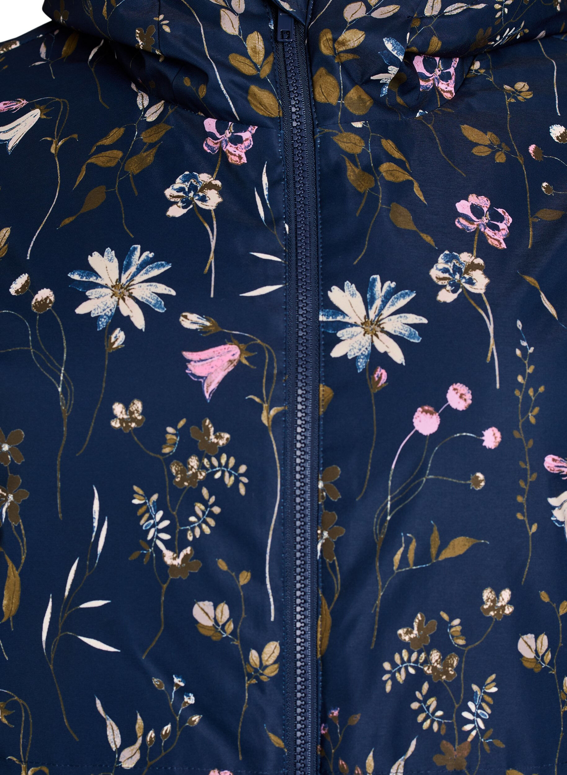 ZizziGewatteerde winterjas met bloemenprint, Blauw, Packshot image number 2