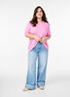 Gebreide blouse met korte mouwen, Roze, Model image number 1