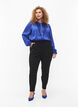 Satijnen overhemd blouse met ruches, Deep Ultramarine, Model image number 3