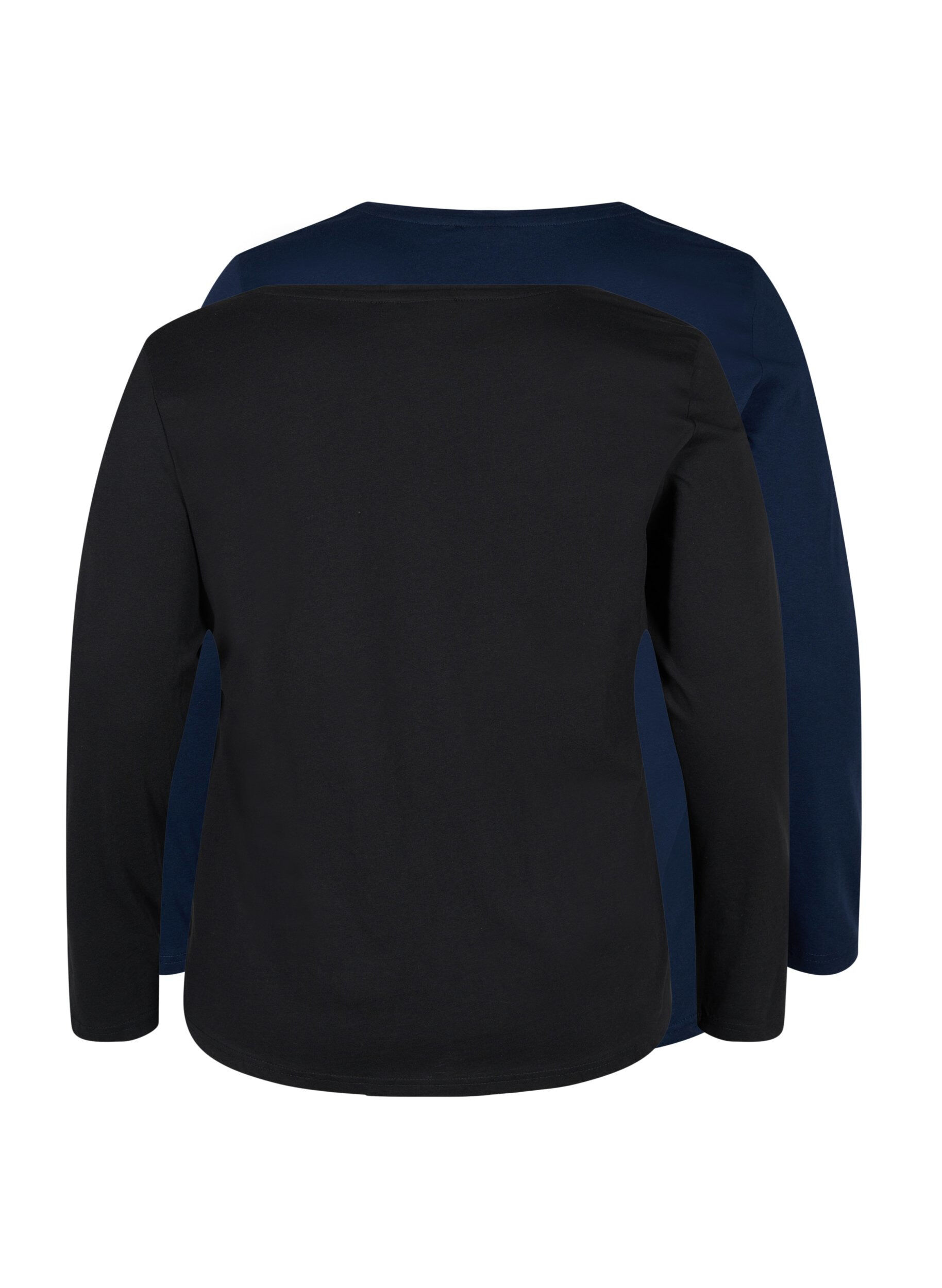 ZizziSet van 2 basic tops in katoen , Black/Navy B, Packshot image number 1