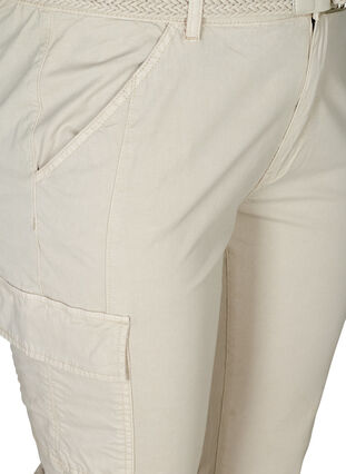 Pantacourt en coton avec ceinture , Sand, Packshot image number 2