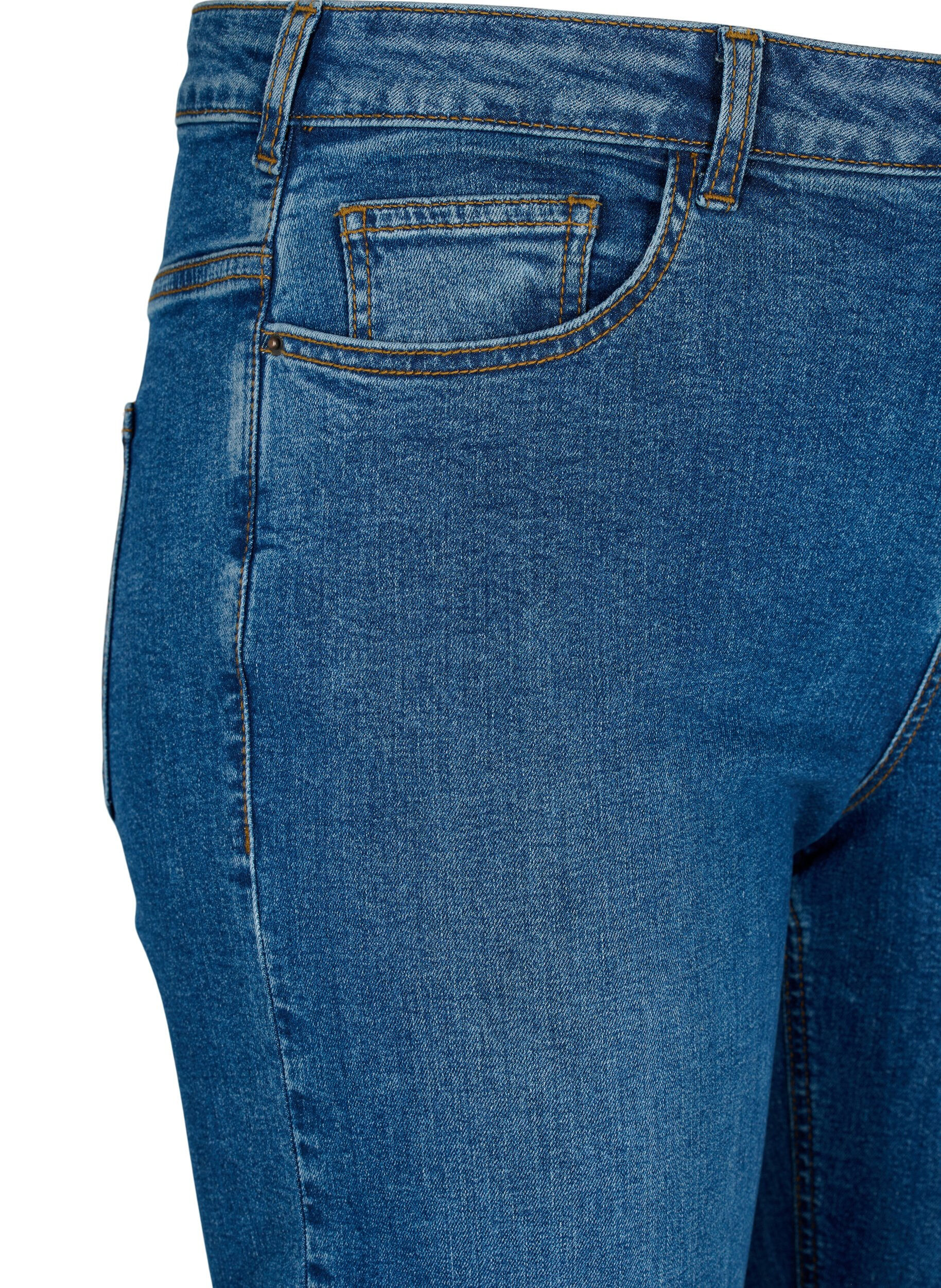 ZizziGemma-jeans met hoge taille en normale pasvorm, Blue denim, Packshot image number 2