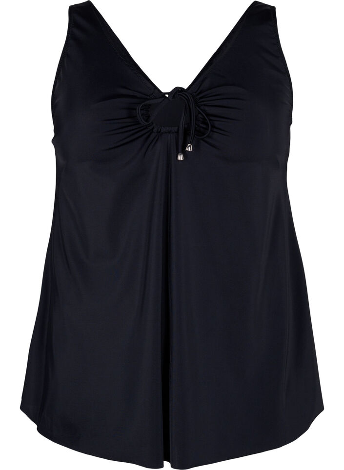 Tankini de couleur unie avec d&eacute;tail de neige, Black, Packshot image number 0