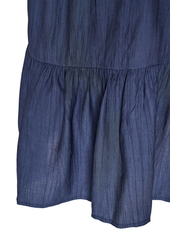 Korte viscose jurk met ruchesdetails, Blauw, Packshot image number 3