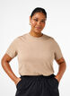 T-shirt basique en coton &agrave; col rond, Beige, Model image number 0
