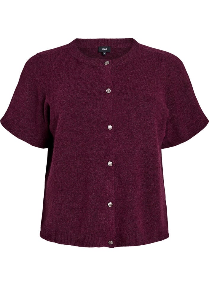  Cardigan en tricots &agrave; manches courtes, Bordeaux fonc&eacute;, Packshot image number 0