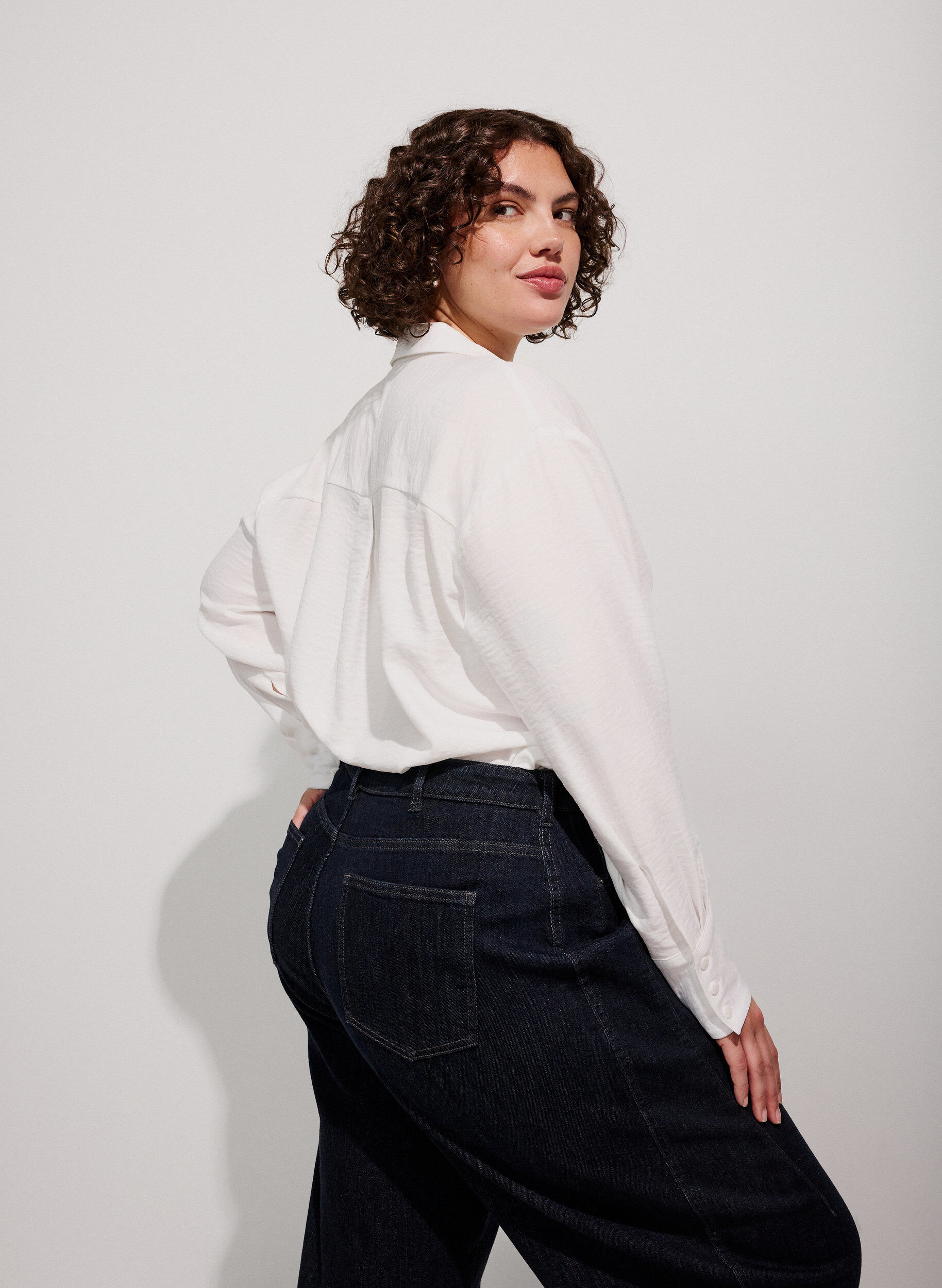 ZizziLosse shirt met V-hals, Wit, Image image number 0
