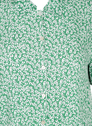 Viscose midi-jurk met korte mouwen, Green W. Flower, Packshot image number 2
