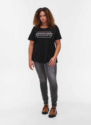 T-shirt en coton à manches courtes avec imprimé, Black/Magnificent, Model image number 2