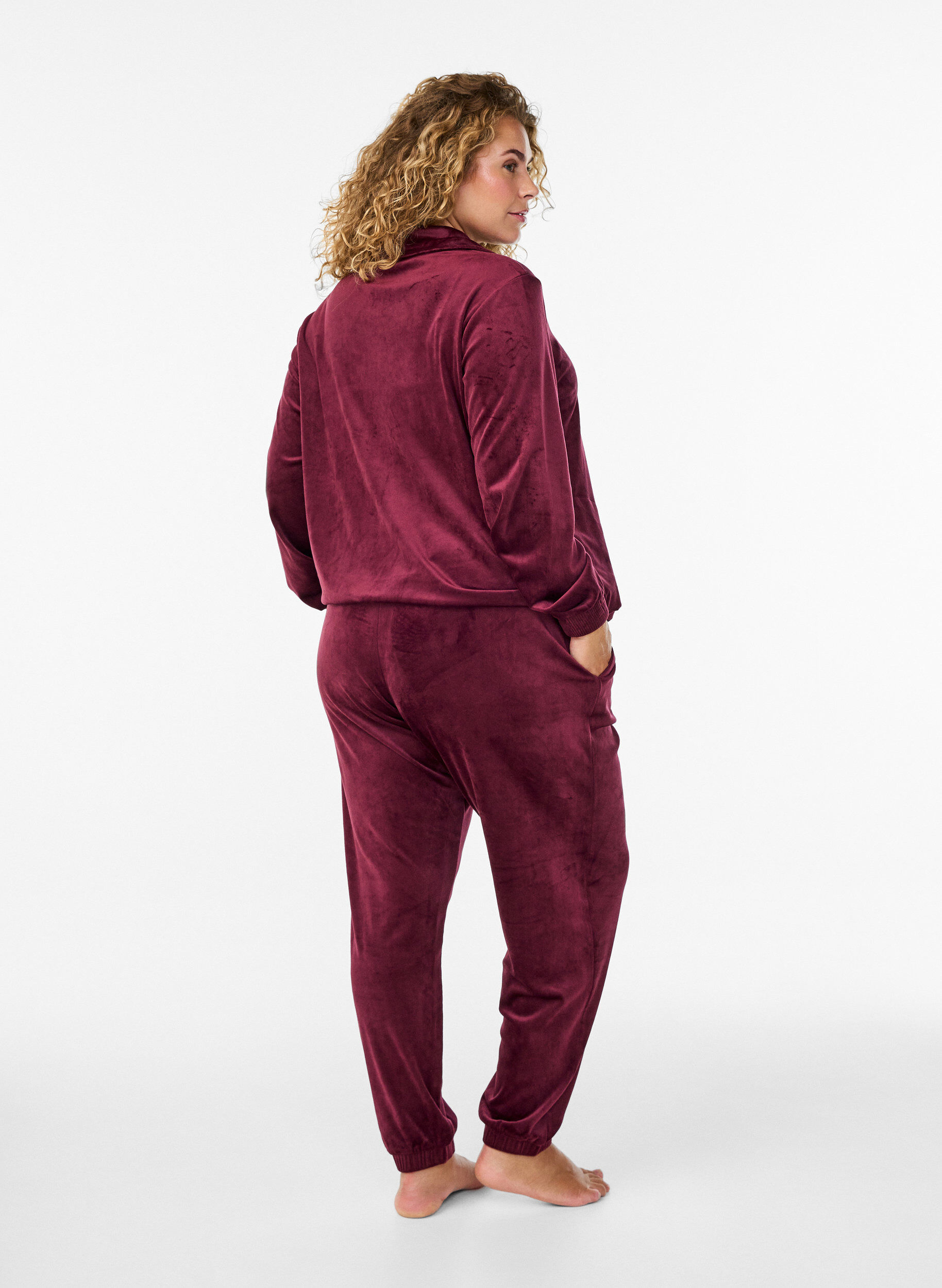 ZizziPantalon ample en velours, Bordeaux, Model image number 1