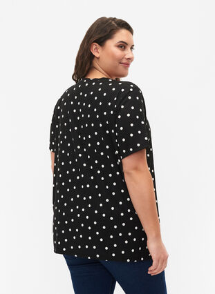 FLASH - T-shirt imprimé avec col en V, Black Dot, Model image number 1