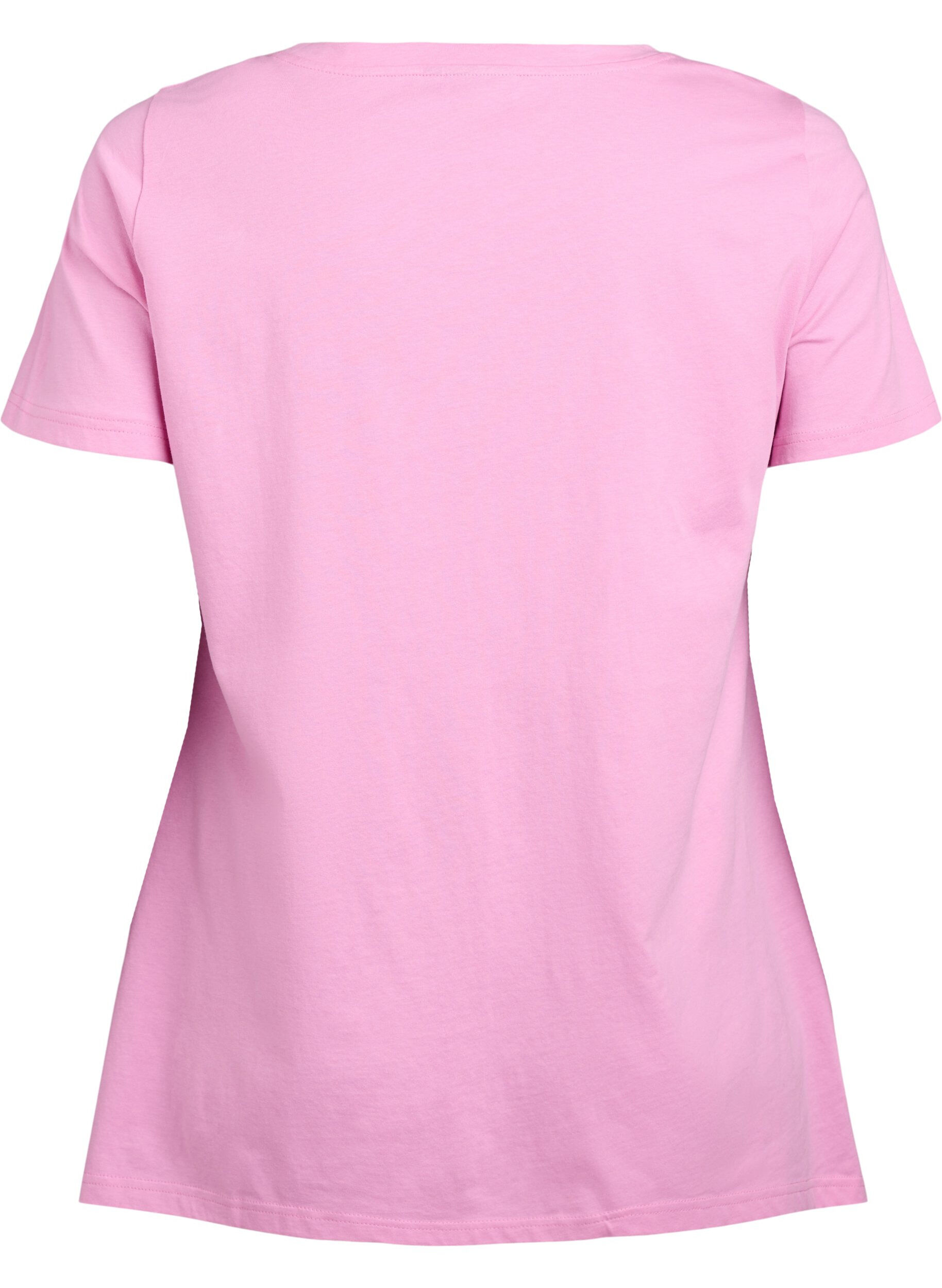 Zizzi T-shirt &agrave; col rond et coupe &eacute;vas&eacute;e, Rose, Packshot image number 1
