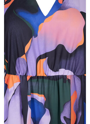 Robe midi col en V et imprimé coloré, Big Scale Print, Packshot image number 2