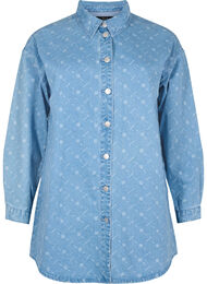 Denim overhemd met print, Light blue denim, Packshot
