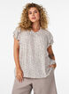 Gedessineerde viscose blouse met ruches, Vanille, Model image number 0