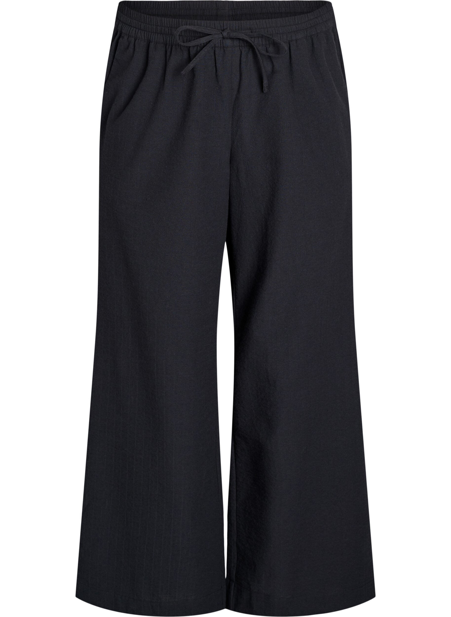Losse broek met hoge taille en zakken