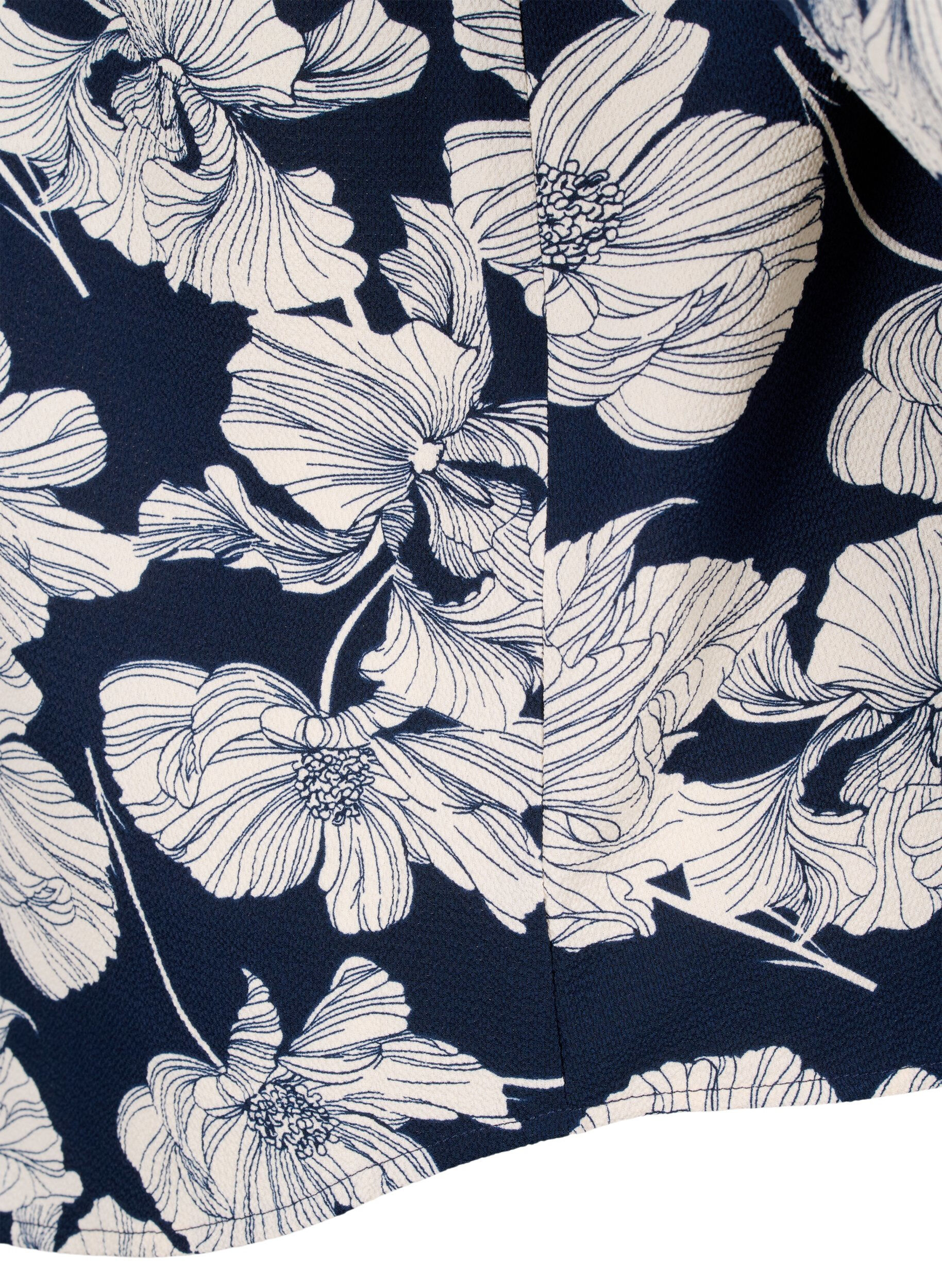 ZizziBlouse avec col en V et imprim&eacute;, Navy B. Flower AOP, Packshot image number 3