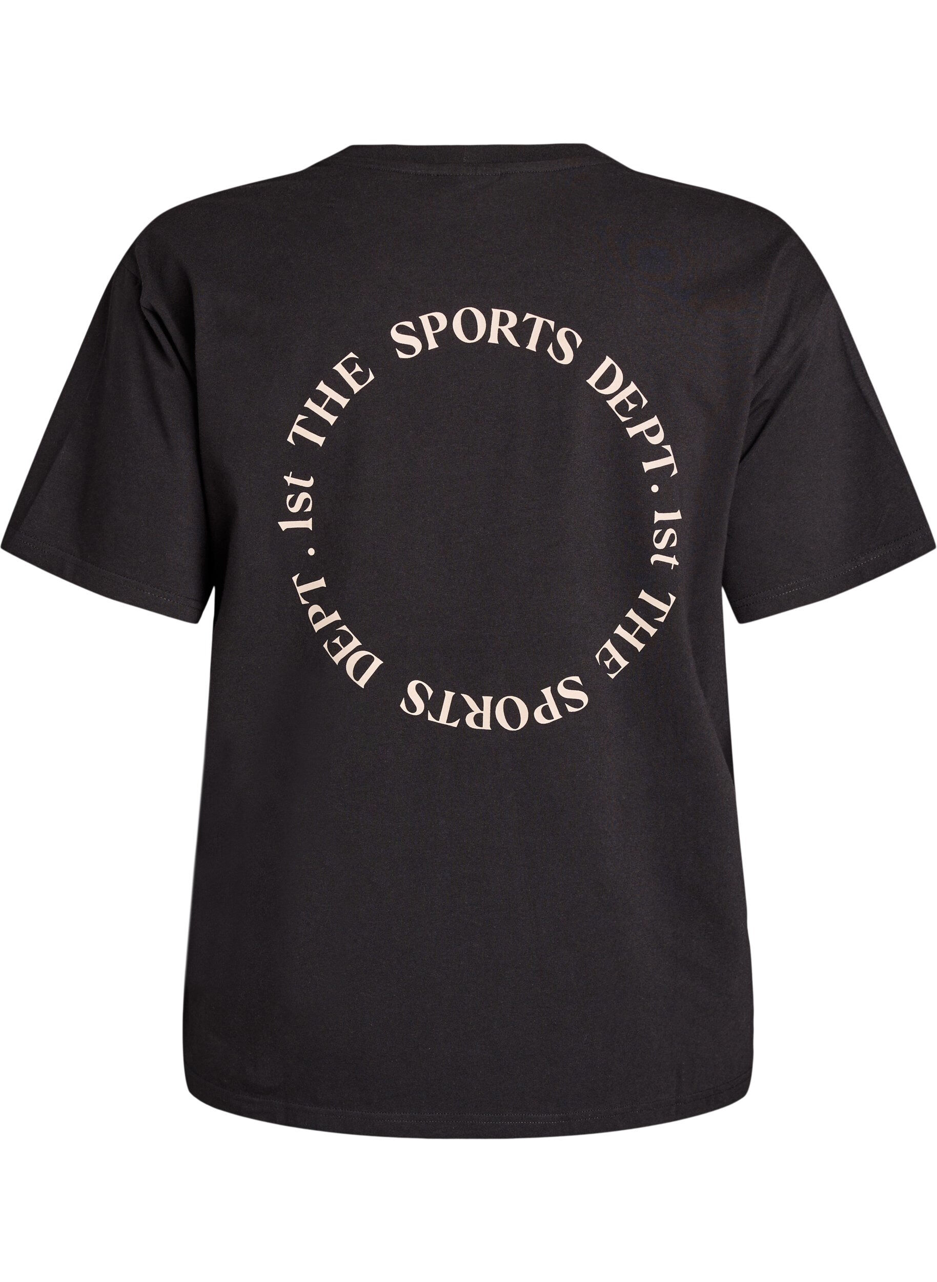 ZizziSporty T-shirt in biologische katoen, Zwart, Packshot image number 1