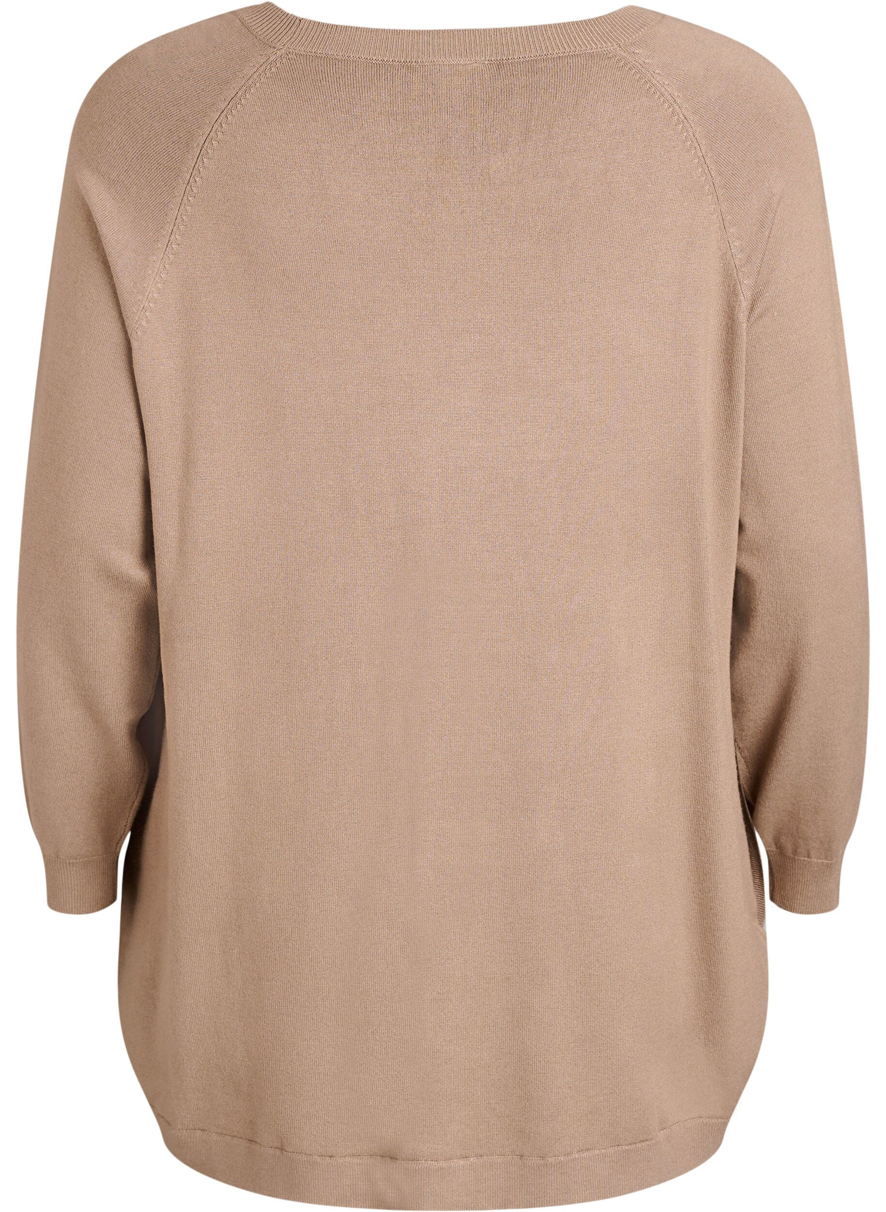 ZizziGebreide blouse met knoopsluiting aan de zijkant, Beige, Packshot image number 1