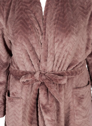 Korte badjas met zakken en patroon, Rose Taupe, Packshot image number 2