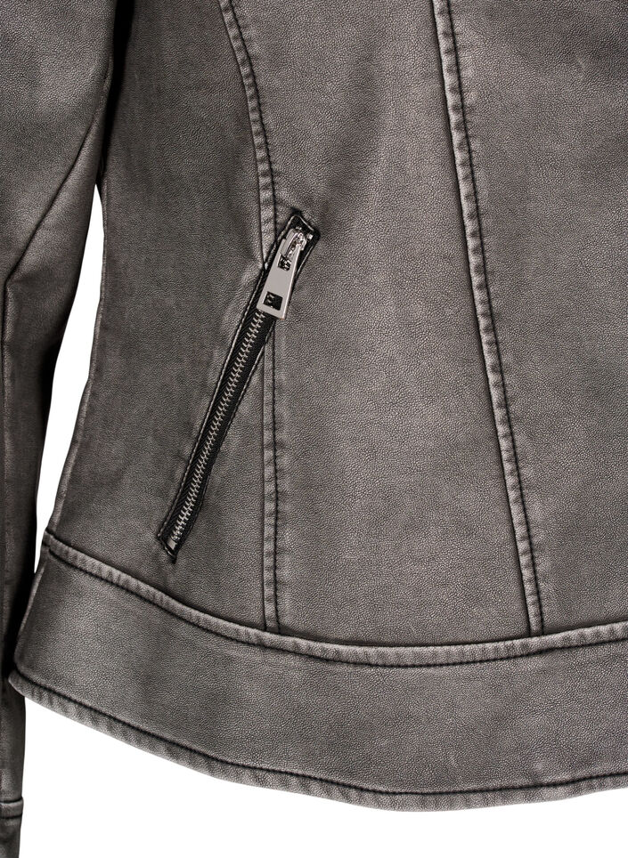 Veste imitation cuir patinée, Dark Grey Wash, Packshot image number 3