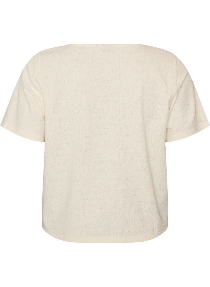 Katoenen blouse met structuur en knoopsluiting, Vanille, Packshot image number 1