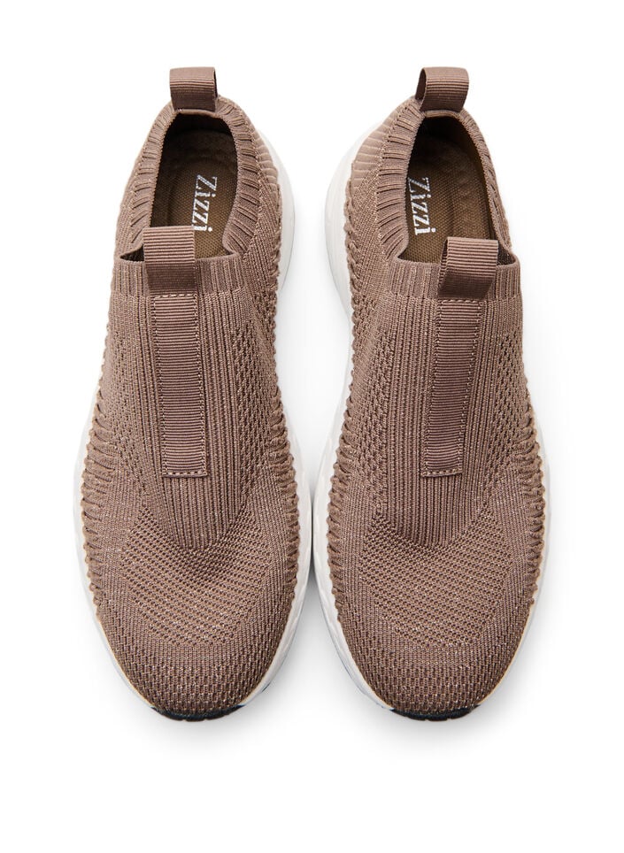 Baskets en maille stretch avec fil paillet&eacute;, Marron, Packshot image number 2