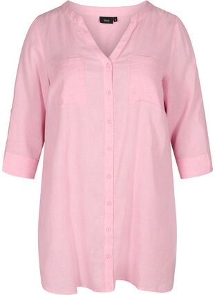 Chemise à col V et poches, Cameo Pink, Packshot image number 0