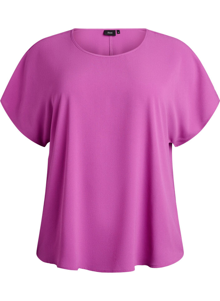 Blouse &agrave; manches courtes et encolure ronde, Violet, Packshot image number 0