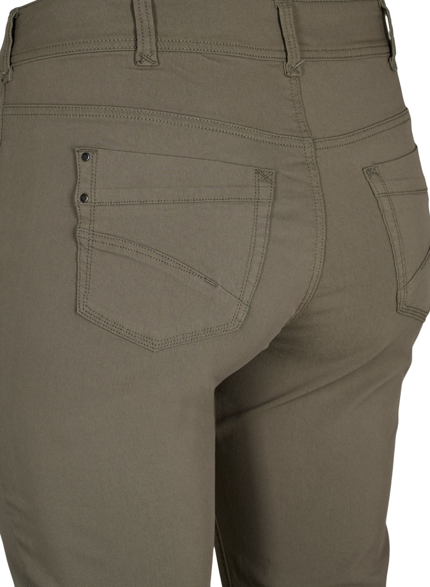 Zizzi Pantalon capri ajust&eacute; en m&eacute;lange de viscose, Dusty Olive, Packshot image number 3