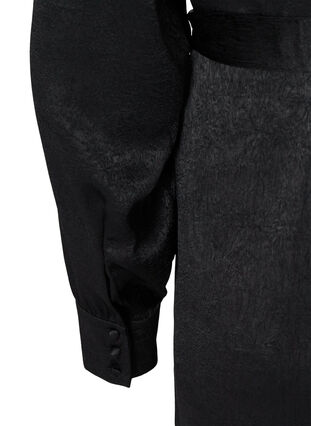 Robe texturée à manches bouffantes, Black, Packshot image number 3