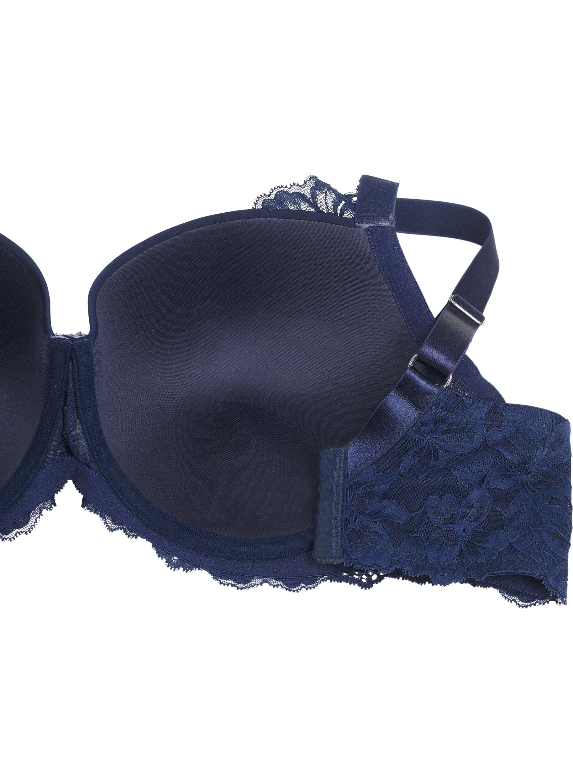 Zizzi Soutien-gorge en dentelle avec bonnets moul&eacute;s, Bleu, Packshot image number 3