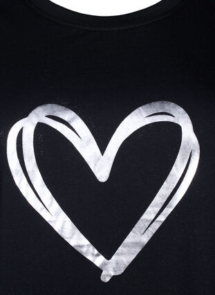 FLASH - T-shirt met motief, Black Silver Heart, Packshot image number 2
