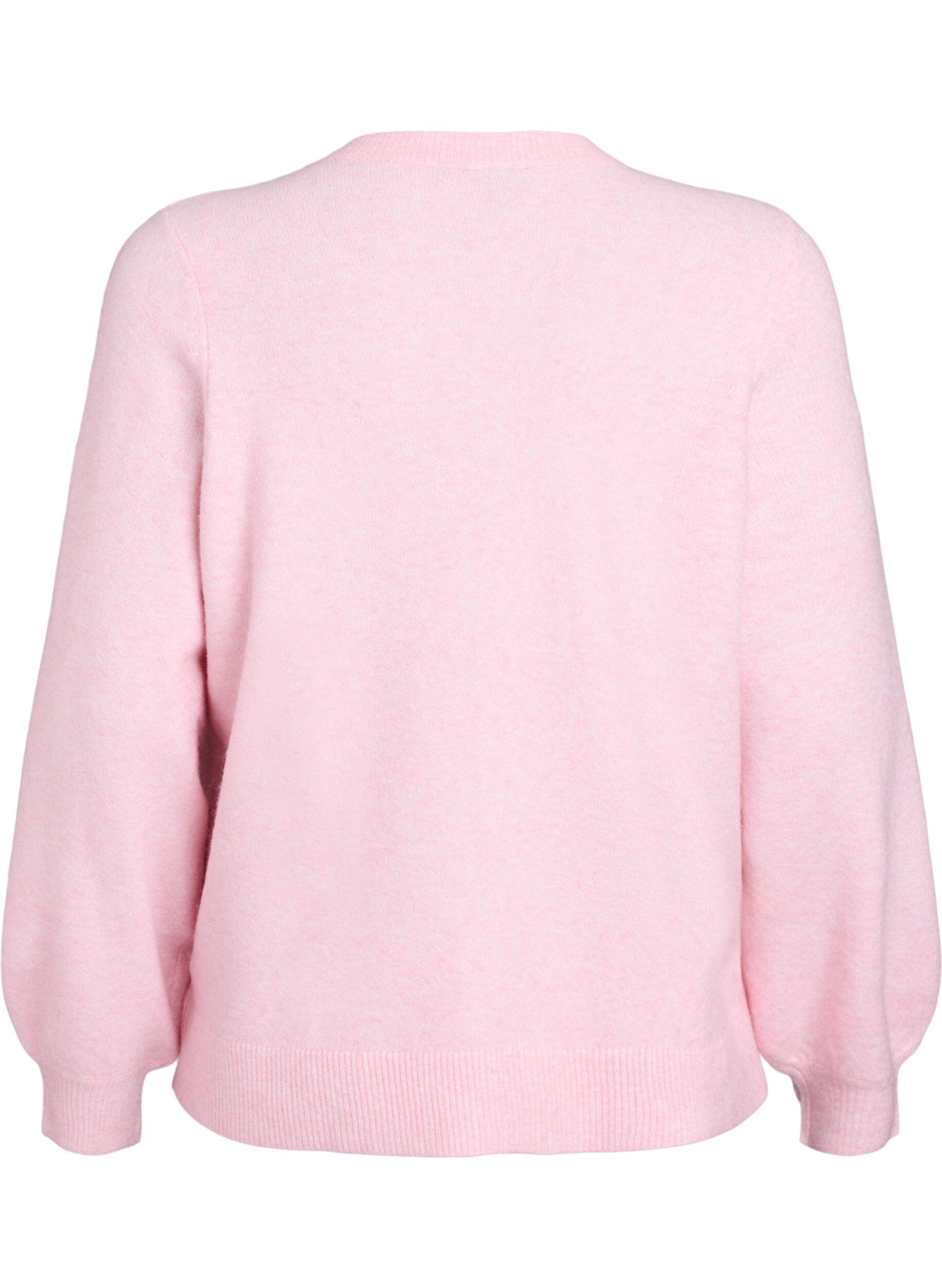 ZizziCardigan in zacht breisel met goudkleurige knopen, Roze, Packshot image number 1