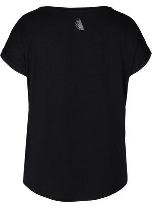 Sportshirt met korte mouwen en print, Black, Packshot image number 1
