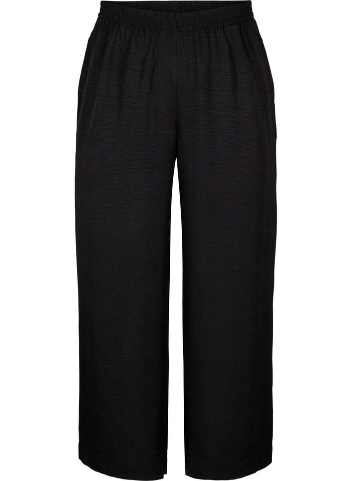 Pantalon ample avec ceinture &eacute;lastique et poches, Noir, Packshot image number 0