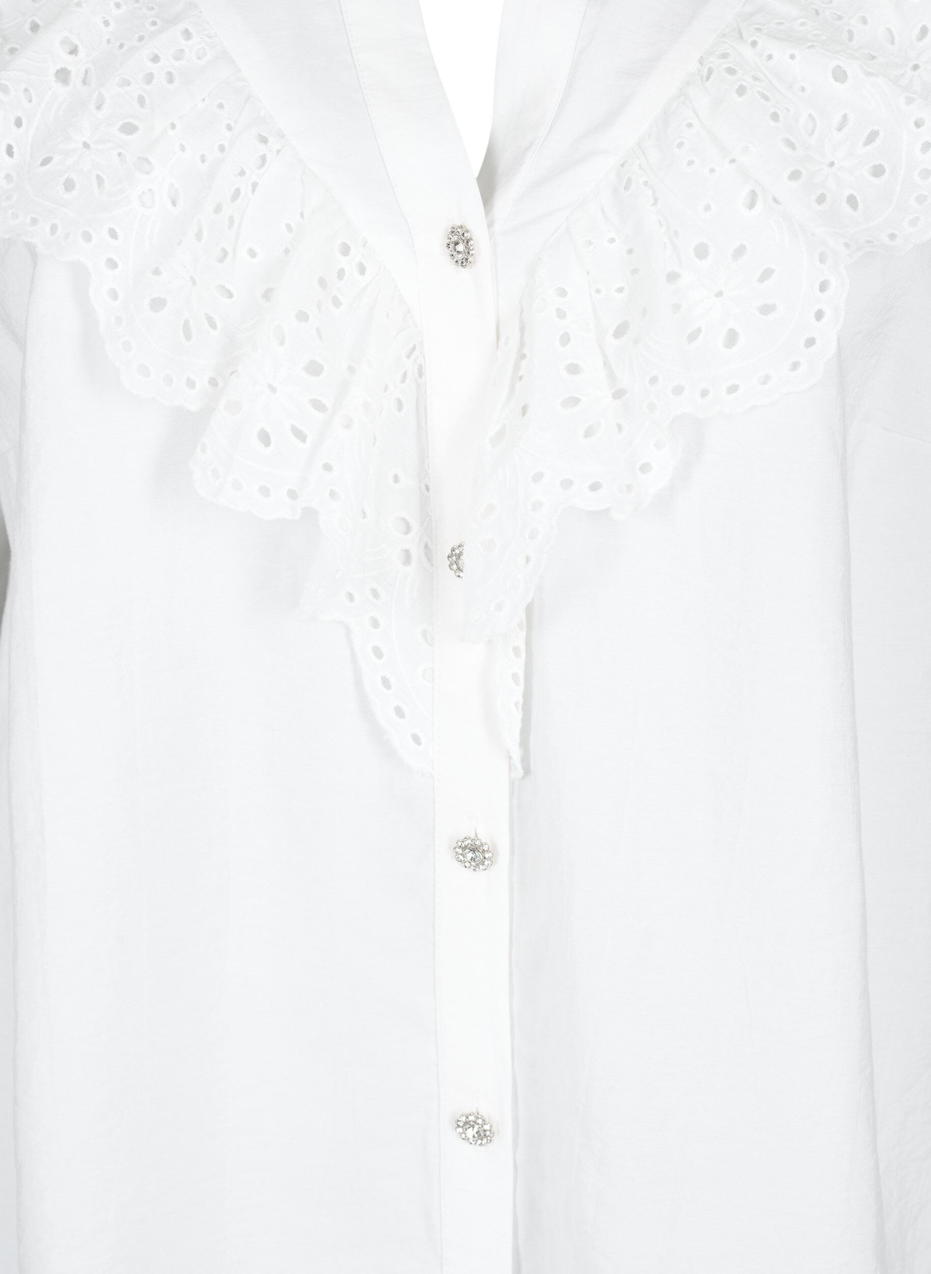 ZizziViscose overhemdblouse met ruches, Bright White, Packshot image number 2