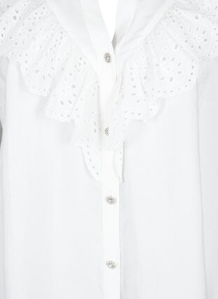 Viscose overhemdblouse met ruches, Bright White, Packshot image number 2