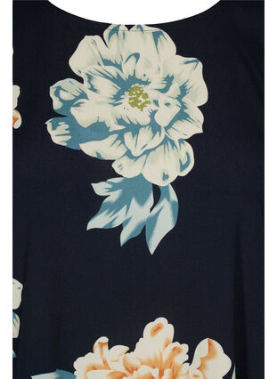Blouse ample en viscose à imprimé fleuri, Roses on Navy, Packshot image number 2