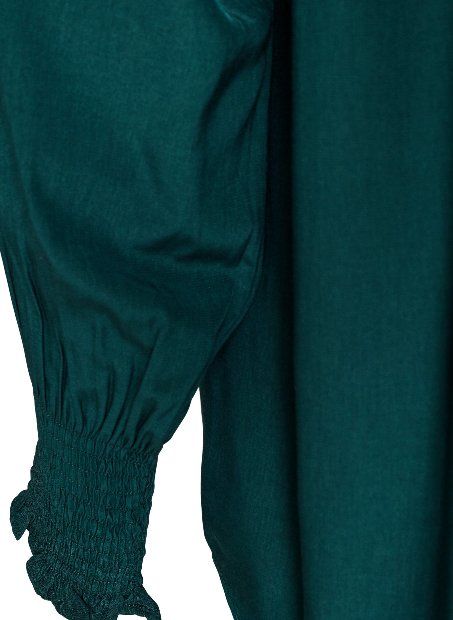 ZizziBlouse avec col &agrave; volants et fronces, Vert fonc&eacute;, Packshot image number 3