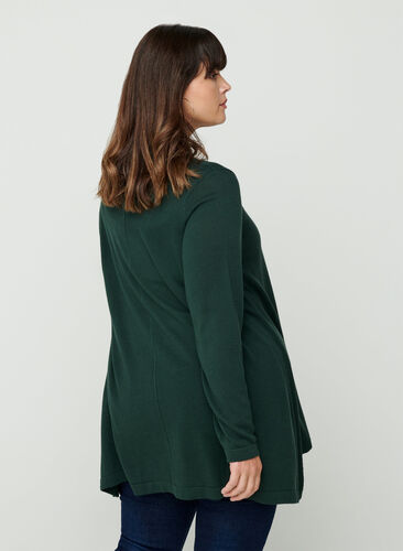 Gebreide blouse met a-lijn, Darkest Spruce, Model image number 1
