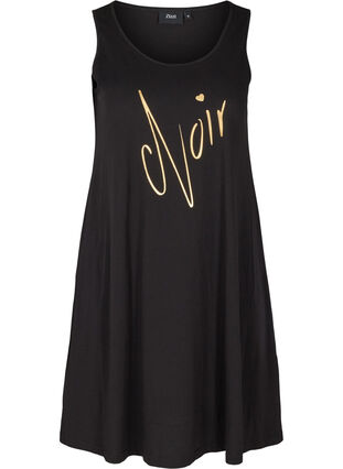 Katoenen jurk zonder mouwen met a-lijn, Black NOIR, Packshot image number 0